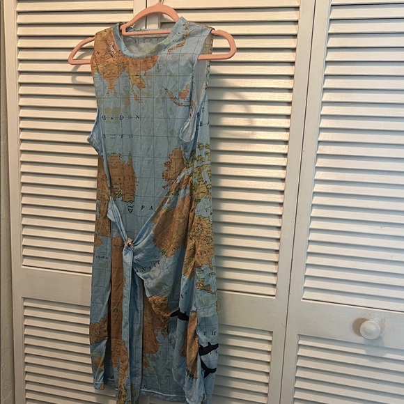 WHTB Dresses & Skirts - # 0717+ The World Map Print Sleeveless Dress W/ WHT